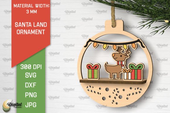 Download Santa Land Ornament Laser Cut Design - Santa land Collection