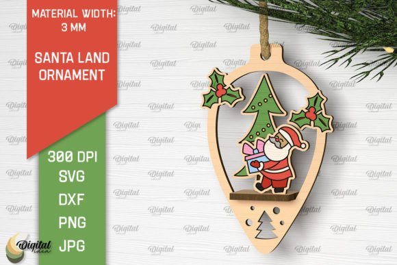 Download Santa Land Ornament Laser Cut Design - Santa land Collection