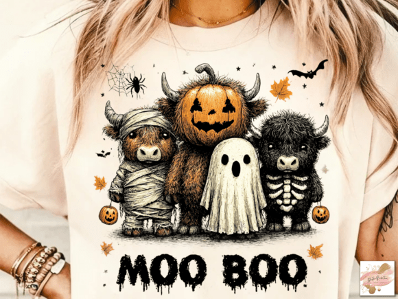 Download Spooky Halloween Highland Cow Png - Premium Bundle
