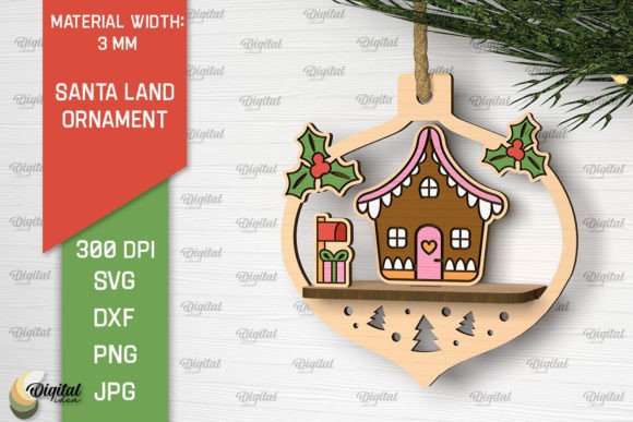 Download Santa Land Ornament Laser Cut Design - Santa land Collection