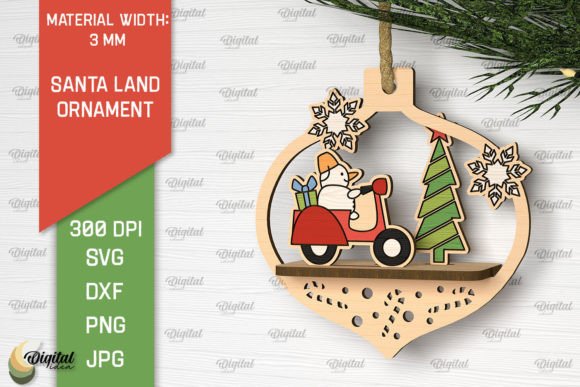 Download Santa Land Ornament Laser Cut Design - Santa land Collection