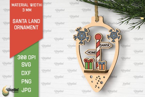 Download Santa Land Ornament Laser Cut Design - Santa land Collection