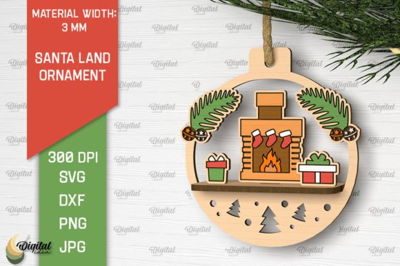 Download Santa Land Ornament Laser Cut Design - Santa land Collection