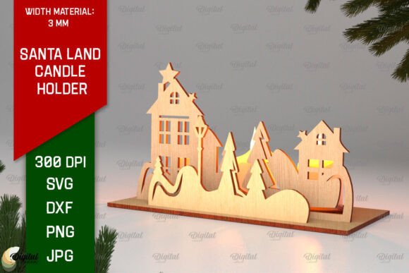 Download Santa Land Candle Holder Laser Cut - Santa land Collection