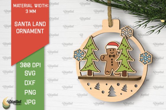 Download Santa Land Ornament Laser Cut Design - Santa land Collection